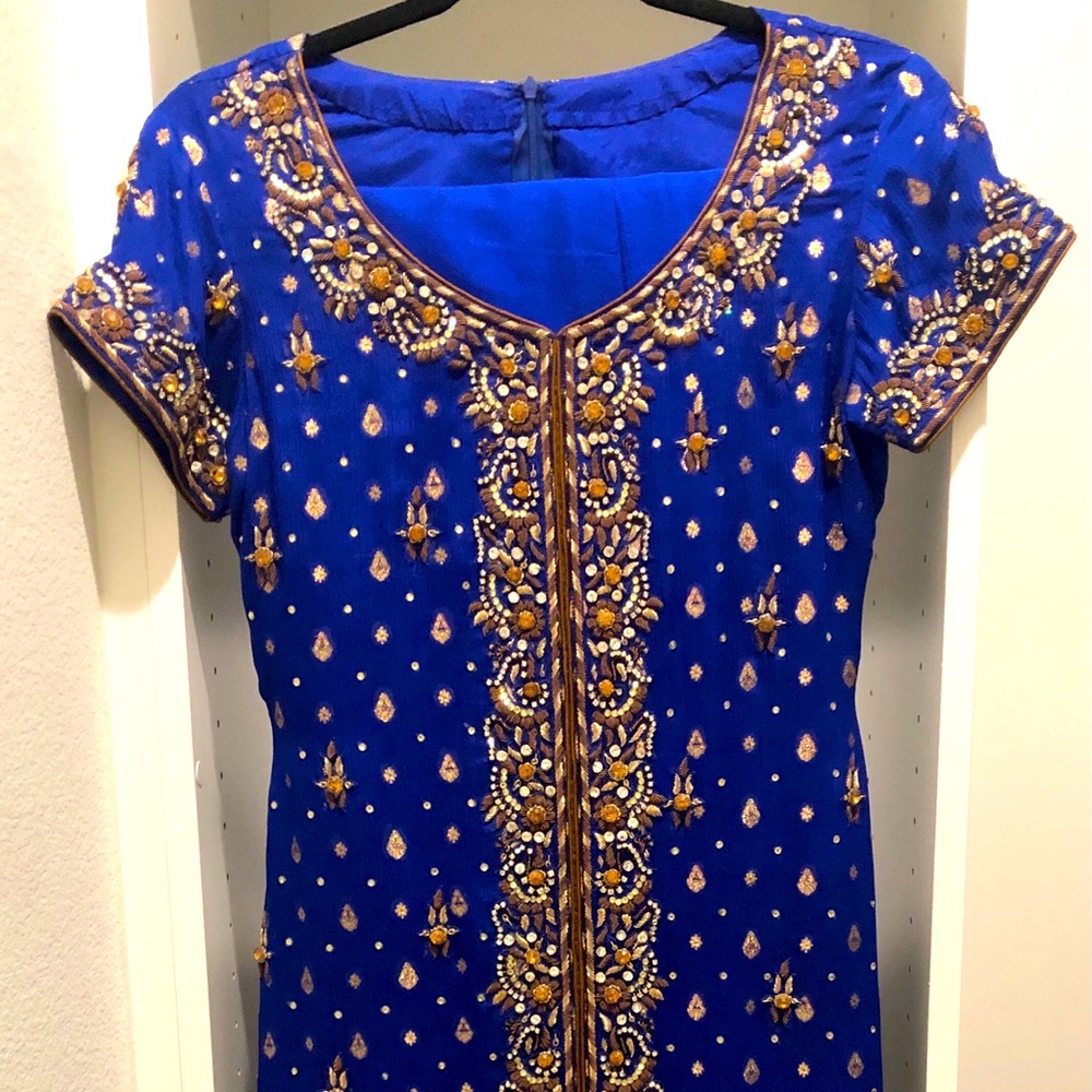 Royal Blue High/Low Shalwar Kameez